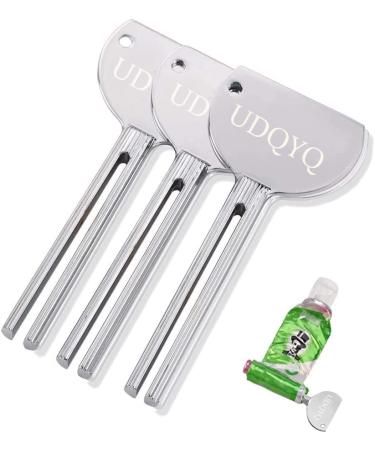 UDQYQ 3 pieces tube squeezer stainless steel tube squeezer metal toothpaste squeezer tube dispenser save toothpaste creams paint ointment no more mess and waste. (Silver)