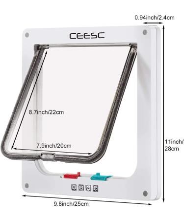 CEESC Large Cat Door 11x9.8 - 4 Way Locking for Windows & Sliding Glass - Weatherproof Cat Flap for Cats & Dogs - 24.8 Circumference, White - Buy Online on GoSupps.com