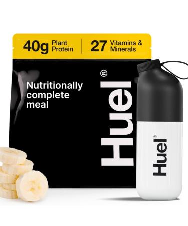 Huel Black Edition Bundle | Banana 40g Vegan Protein Powder + Shaker Bottle | Nutritionally Complete Meal | 27 Vitamins and Minerals Gluten Free | Lockable Lid to Avoid Spills | BPA Free