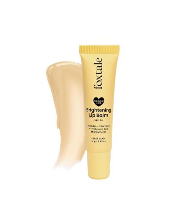 Foxtale SPF 30 Brightening Lip Balm for Dark Lips with Peptides & Vitamin C | Brightens | Hydrates | Tinted Lip Balm - Clear Glaze 12gm