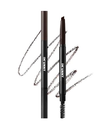 IM UNNY Designing Eyebrow Pencil with Brush (Black-brown)  Waterproof  Ultra-Triangle Tip to draw Precise hair-like stroke  Longwearing  Soft texture with Natural colors for Daily look| Korean Makeup