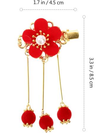 Holibanna Chinese Hair Clip 2 Pairs Chinese Style Hair Clip Japanese Handmade Flower Tassel Hairpin Headdress Kids Hairpins Hanfu Side Clip for New Year Kimono Costume Accessories Red - Buy Online on GoSupps.com
