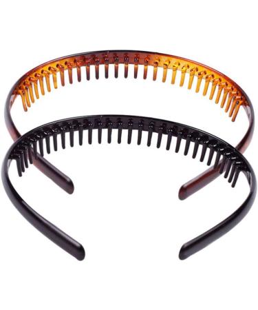 FRCOLOR 2 Pieces Teeth Comb Headbands Unisex Hard Plastic Tooth Hairband Anti-slip Hair Hoops Daily Headdress Hair Accessory for Women Men(Coffee Black) - Buy Online on GoSupps.com