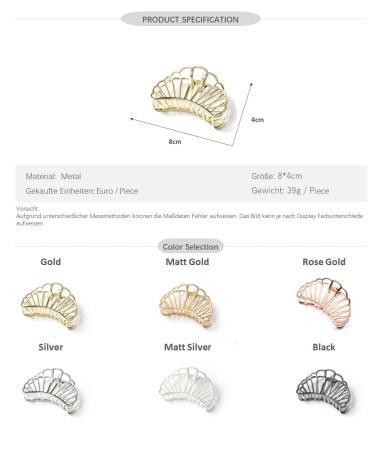 QinGoo Large Black Metal Shell Hair Clip - Stylish Hair Accessories for Women & Girls (8cm x 4cm) - Buy Online on GoSupps.com