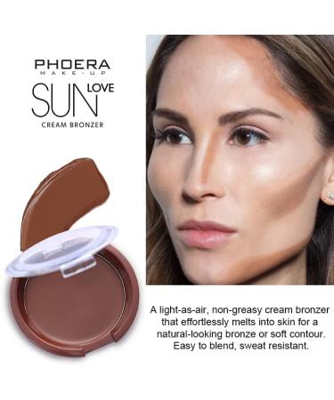 Phoera Sun Love Cream Bronzer - Natural Looking Matte Sun-Kissed Glow - Sweat Resistant - Aquapurity (203 Sunset) - Buy Online on GoSupps.com