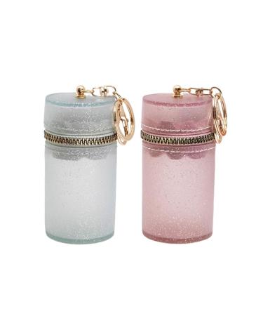 2pcs Lipstick Case Keychain Clear Lipstick Pouch Organizer Glitter Lipstick Storage Bag Portable Lipstick Case Holder Travel Lipstick Organizer