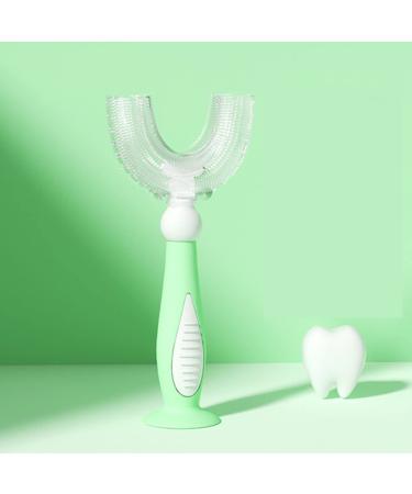 ZALUJMUS Kids U-Shaped Toothbrush Manual Training Tooth Brush Food Grade Soft Silicone Brush Head 360 Oral Teeth Cleaning Design for Toddlers and Children (for 6-12Y Green) For 6-12Y Green