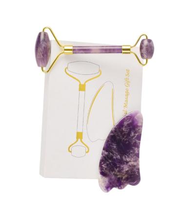 WOONEKY 2pcs Eye Beauty Roller Jade V Face for Natural Stone Face Roller Body Skin Scraping Massage Scraper Facial Massage Tool Face Roller Skin Care Scraping Tablets Eyes 14.5x5.5cm Assorted Color