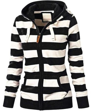 Bigfanshu Womens Ladies Zipper Tops Hoodie Hooded Sweatshirt Coat Casual Slim Jumper Winter Harajuku Trending Product Black XX-Large - Buy Online on GoSupps.com