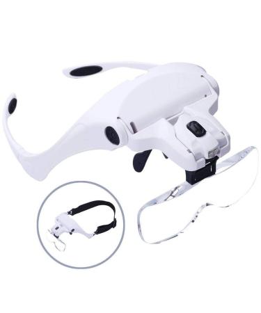 Eyelash Extension 5 Lens Adjustable Headband Magnifying Glass Magnifier w/LED Light Lamp Magnifying Glasses for False Lashes Magnifying