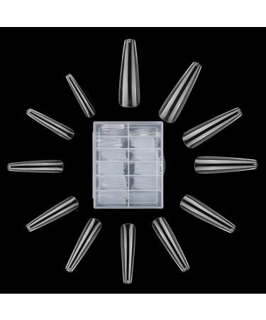 Nonmol 240PCS Extra Long Clear Coffin Nail Tips - XXL Ballerina Acrylic Fake Nails with Box - 12 Sizes for Nail Salons and DIY Nail Art - Buy Online on GoSupps.com