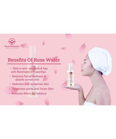 Eeva Extracts - Organic Rose Water I Natural Hydrates Cleanses & Moisturises for Skin & Face I No Sulphate Alcohol &Parabens I pH Balancer I Facial Toner Spray I for Women & Men 100Ml - Buy Online on GoSupps.com