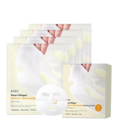 Deep Collagen Niacinamide Vitamin C Mask Anti Wrinkle Lifting Moisturizing Face Mask Smooth & Tight Skin Overnight Hydrogel Mask Helps Reduce Fine Lines(4 Pack) 1