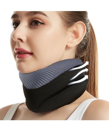 Xinchi Neck Support Collar for Pain Relief | Adjustable Breathable Neck Bandage with Velcro - Ergonomic Design for Men & Women - Black - Buy Online on GoSupps.com