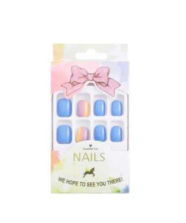 Sethexy Shine Brief Blue Gradient Acrylic Press-On Nails | 24pc Square Fingernails for Women and Girls - Buy Online on GoSupps.com