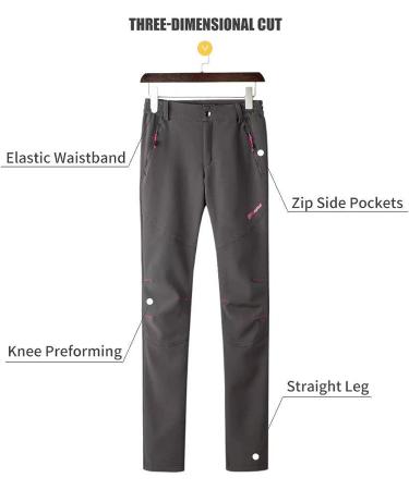 JOMLUN Women's Soft Shell Ski Pants | Waterproof Outdoor Hiking Trouser Gray XS - Buy Online on GoSupps.com