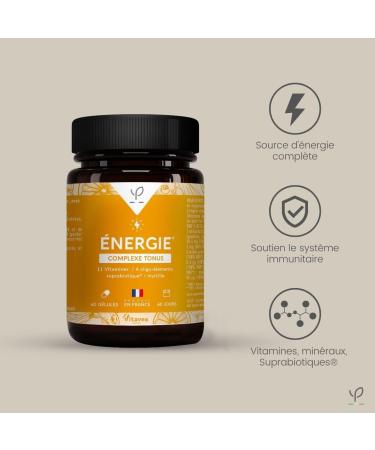 Yves Ponroy - Food supplement 11 vitamins - Tone and energy - Vitamin B12 Vitamin D Vitamin C Vitamin E Zinc and suprabiotics - 60 capsules - Made in France - Buy Online on GoSupps.com