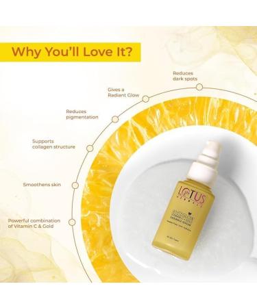 Lotu's Her-bals White-Glow Vitamin C and Gold Radiance Face Serum | Reduces Dark Spots | Enriched with Vitamin C & Gold | | 100x More Vitamin C | Smoothens Skin | Boosts Radiance | Paraben-Free | 30ml - Buy Online on GoSupps.com