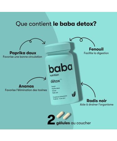 Baba Nutrition - Detox & Br leur Compl ment Alimentaire Minceur Naturelles Base de Plantes 2 x 60 G lules Cures 1 Mois - Bruleur de Graisse Puissant & D toxification Compl te - Buy Online on GoSupps.com