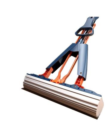 Mop Squeeze Foldable Cotton HeadReplace Household Cleaning Mopping Telescopic Handle Free Hand Washing (Blue 28cm Blue mop) to Pursue Happiness