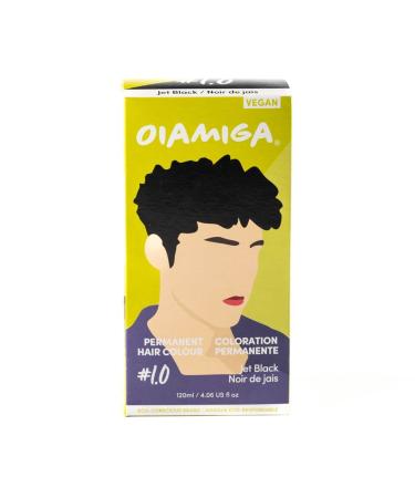 Oiamiga Jet Black Permanent Hair Dye Inclusive Hair Colour for All Hair Types Rapid Processing Made with Natural Ingredients Vegan and Cruelty Free 120ml