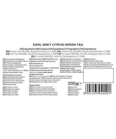 Vahdam Earl Grey Green Tea Leaves - Premium Himalayan Blend (200g 100 Cups) with Natural Bergamot Extract - Aromatic & Delicious Darjeeling Tea Set of 2 - Buy Online on GoSupps.com
