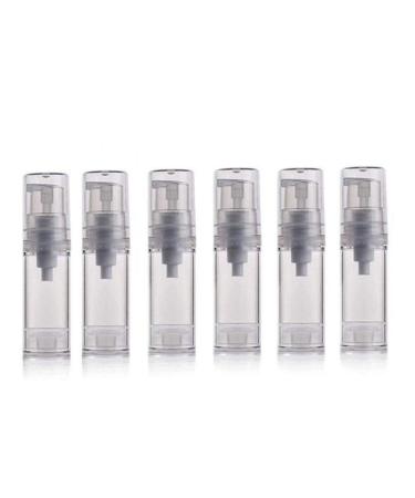 5ML/0.17oz Airless Pump Bottle - Empty Refillable Plastic Airless Vacuum Pump Cream Lotion Bottle Travel Sample Packing Toiletries Liquid Container for Cosmetic Make-up Pack of 6 (Clear)