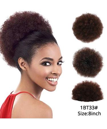 Natural Clip In Afro Hair Bun - Jet Black Purple Blue Synthetic Kinky Curly Puff Ponytail Extension for Women - 8 Inches - Buy Online on GoSupps.com