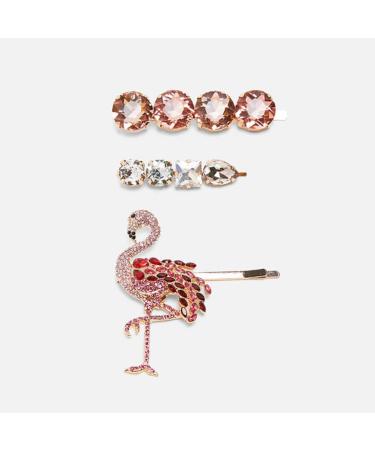 Lurrose 3Pcs Rhinestone Flamingo Bobby Bling Crystal Hair Clips Set - Unique Hair Accessories - Buy Online on GoSupps.com