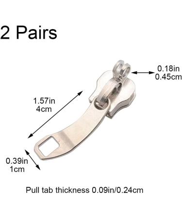2 Pairs 8 Zipper Pull Metal Zip Slider Heads - DIY Clothing & Bag Accessories for Zipper Repair Kits - Buy Online on GoSupps.com