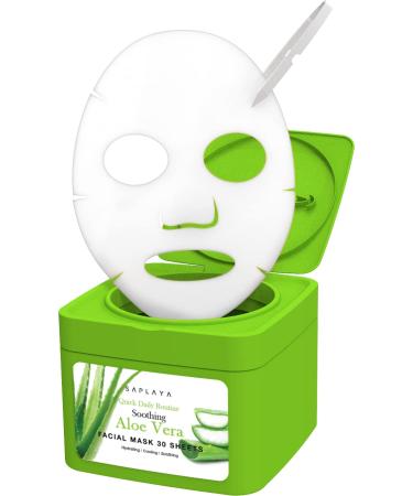 30 Sheet Quick Daily Routine Brightening Vitamin-C Aloe Vera Clensing Facial Mask Sheets Soothing Aloe Vera