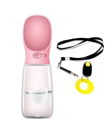 AcserGery Dog Water Bottle 550ml BPA Dog Drinking Bottle with Sending Whistle and Dog Trainer (Pink) 550ml-Pink