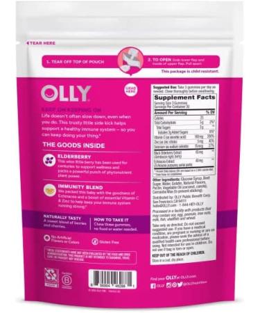 OLLY Immunity Gummy - Elderberry, Zinc, Vitamin C Supplement for Active Immune Support - 90 Count - Buy Online on GoSupps.com