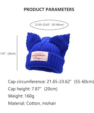 Cute Cat Ear Women's Beanie Hat - Knitted Wool Cap in White - Buy Online on GoSupps.com
