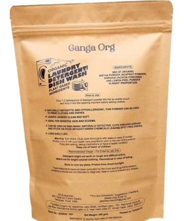 Ganga Org Organic Laundry Detergent Powder | Zero Chemicals & Natural Ingredients | Stain Fighting Power for Eco-Friendly Cleaning - Buy Online on GoSupps.com
