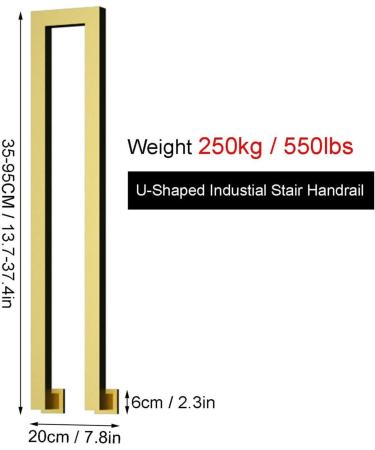 Metal Railings U-Shaped Stair Handrail Indoor Wall Mounted Squar Transitional Banister Non-Slip Metal Railing - Buy Online on GoSupps.com