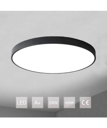 Puchika 40cm Ultra Thin LED Ceiling Lamp - Stylish Office & Children's Room Lighting | Energy Class F | Black 24W - Buy Online on GoSupps.com