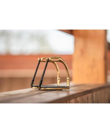 Equinate Safety Stalk Belfast 10cm Gold - Anti-Slip Rubber Tread | Stirrup for Adults & Children | Ankle Relief - 2 Pieces - Buy Online on GoSupps.com
