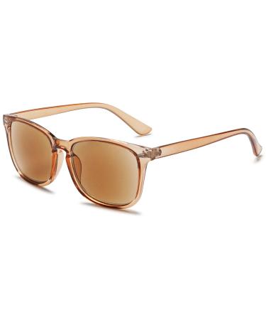 Vevesmundo Reading glasses with sun protection Tested reading aid visual aid sunglasses sunny reading glasses with presumption women men 1 piece transparent brown sun reading glasses 4.0 x
