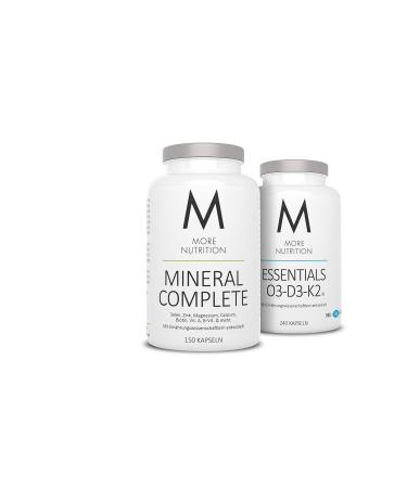 More Nutrition Essentials Omega 3 Pescetarian Vitamin D3 K2 240 capsules - More Nutrition Mineral Complete 150 capsules with minerals trace elements and vitamins Bundle MC + Essentials (Pescetarian)