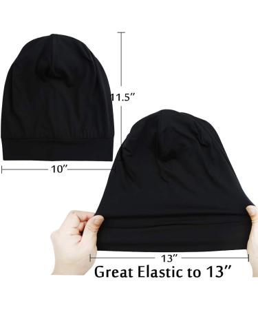 Satin Silk Lined Sleep Cap - 19MM Mulberry Silk & Bamboo Viscose - Black - Buy Online on GoSupps.com