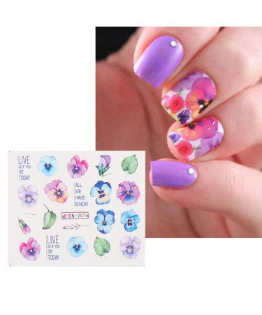 Hautn Flower Nail Art Stickers - 12 Sheets, Assorted Blooming Flower & Leaf Patterns for Manicure Design, Nail Water Transfer Stickers for Fingernails & Toenails Tips - Bn2065-2076 - Buy Online on GoSupps.com