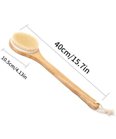 Zhurson Dry Body Brush - Natural Bristle Back & Shower Brush with Long Wooden Handle for Exfoliation Blood Circulation & Lymphatic Support - Buy Online on GoSupps.com