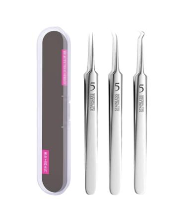 Usiveinborn Blackhead Remover Usiveinborn Tweezers Stainless Steel Facial Blackhead Remover Tweezers Precision Pimple Popper Tool Blackhead Tweezers (3pcs)