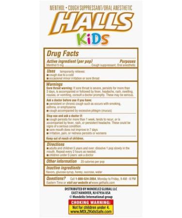 HALLS KIDS Sore Throat & Cough Pops - 10 Individually Wrapped Pops (2 Pack) - Buy Online on GoSupps.com