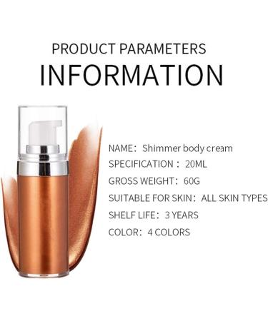  HADAVAKA 20ml Glitter Body Makeup Liquid Cream Bronzer Smooth Shine Liquid Foundation Moisturizing Shiny Face Body Skin Highlighter Lotion Instant Result Sparkles and Deepens Skin Tone (02#) - Buy Online on GoSupps.com