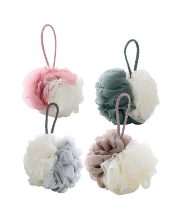 Zerodeko 4 Pcs Mesh Shower Massage Sponge for Body Bath Ball Body Wash Sponge Bath Scrubber for Body Bath Sponges for Shower Mesh Bath Sponge Large Bath Earth Tones Dry Brushing As Shown 1