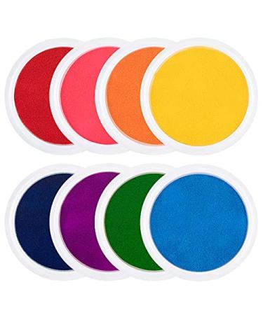 Biggun 7" Large Round Craft Ink Pads- 8 Colors Rainbow DIY Fingerprint Ink Pad Stamps Partner Washable Color Painting Card Making Stamp Pad for Kids Rubber Stamp Crafting Paper Wood Fabric Scrapbook 8 Colors Round