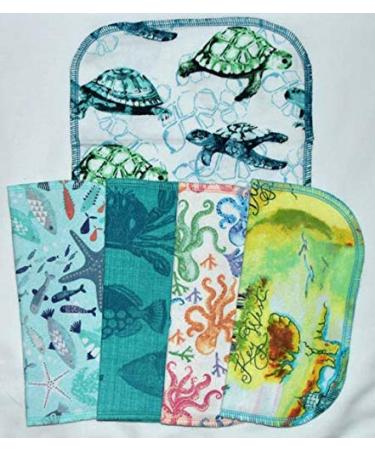 Sea Lovers Set of 5 2 Ply Printed Flannel 8x8 Inches - Coastal-inspired Cleaning Cloths - Buy Online on GoSupps.com