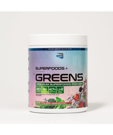 Believe Supplements Superfoods+Greens - Superfood Blend | Boost Energy Immunity and Digestion | Rich in Antioxidants & Essential Nutrients! (30 servings Mixed Berry) Mixed Berry 300 g (Pack of 1) - Buy Online on GoSupps.com